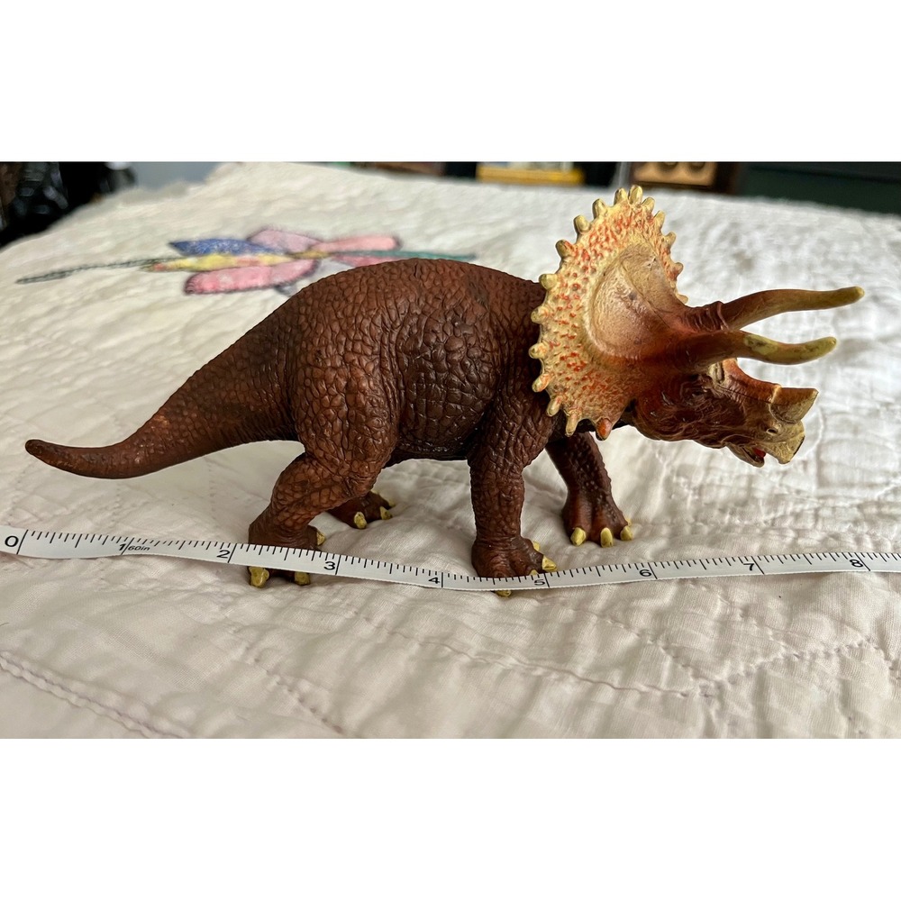 Triceratops Dinosaur Action Figure Toy 8 Inch Brown Prehistoric Model Animal
